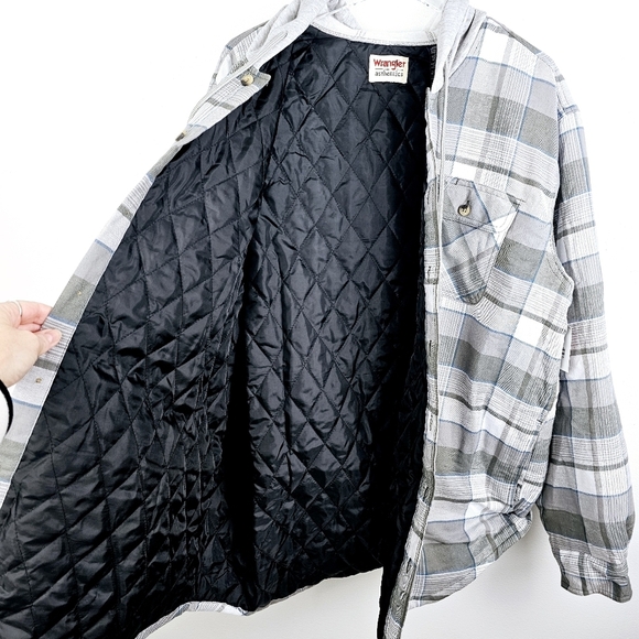 Wrangler Quilted-Lined Plaid Flannel Hooded Jacket NWT XL - Picture 14 of 16